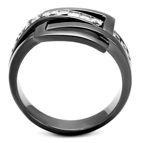 Womens Light Black Ring Anillo Para Mujer 316L Stainless Steel Ring with AAA Grade CZ in Clear Fiona - Jewelry Store by Erik Rayo
