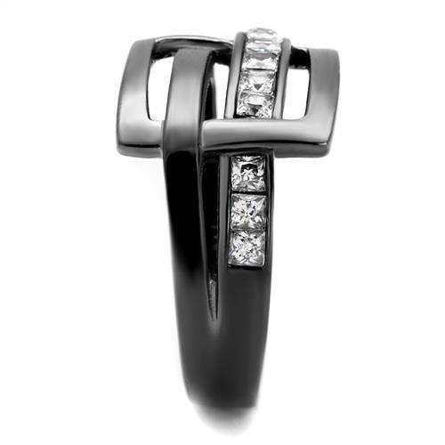 Womens Light Black Ring Anillo Para Mujer 316L Stainless Steel Ring with AAA Grade CZ in Clear Fiona - Jewelry Store by Erik Rayo