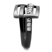 Load image into Gallery viewer, Womens Light Black Ring Anillo Para Mujer y Ninos Kids 316L Stainless Steel Ring with AAA Grade CZ in Clear Fiona - Jewelry Store by Erik Rayo
