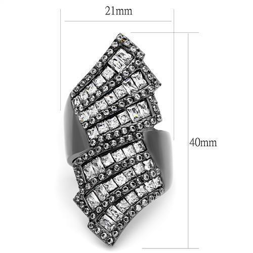 Womens Light Black Ring Anillo Para Mujer 316L Stainless Steel Ring with AAA Grade CZ in Clear Lilith - Jewelry Store by Erik Rayo