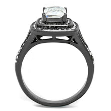 Load image into Gallery viewer, Womens Light Black Ring Anillo Para Mujer y Ninos Kids 316L Stainless Steel Ring with AAA Grade CZ in Clear Lorna - Jewelry Store by Erik Rayo
