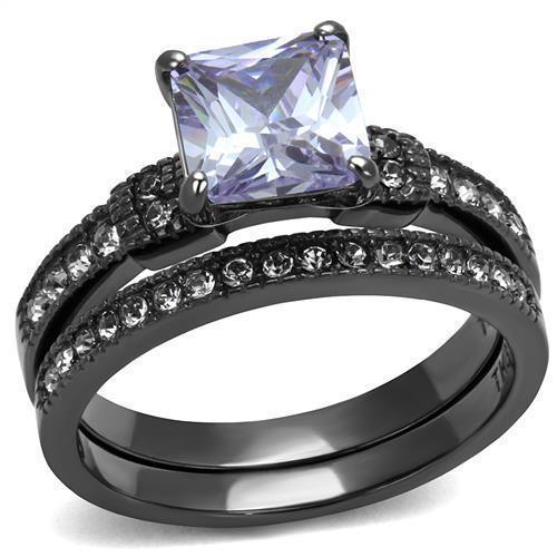 Womens Light Black Ring Anillo Para Mujer 316L Stainless Steel Ring with AAA Grade CZ in Light Amethyst Adddilyn - Jewelry Store by Erik Rayo