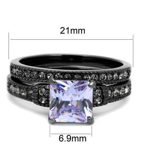 Womens Light Black Ring Anillo Para Mujer 316L Stainless Steel Ring with AAA Grade CZ in Light Amethyst Adddilyn - Jewelry Store by Erik Rayo