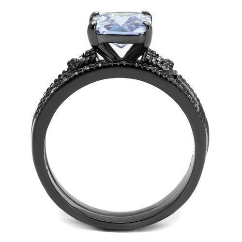 Womens Light Black Ring Anillo Para Mujer 316L Stainless Steel Ring with AAA Grade CZ in Light Amethyst Adddilyn - Jewelry Store by Erik Rayo