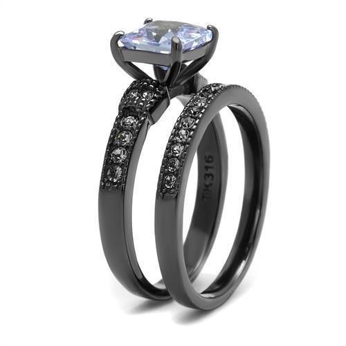 Womens Light Black Ring Anillo Para Mujer 316L Stainless Steel Ring with AAA Grade CZ in Light Amethyst Adddilyn - Jewelry Store by Erik Rayo