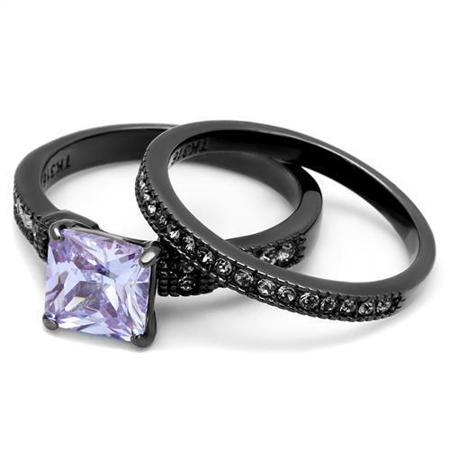 Womens Light Black Ring Anillo Para Mujer 316L Stainless Steel Ring with AAA Grade CZ in Light Amethyst Adddilyn - Jewelry Store by Erik Rayo