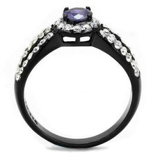 Load image into Gallery viewer, Womens Light Black Ring Anillo Para Mujer y Ninos Kids 316L Stainless Steel Ring with AAA Grade CZ in Tanzanite Agnes - Jewelry Store by Erik Rayo
