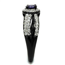 Load image into Gallery viewer, Womens Light Black Ring Anillo Para Mujer y Ninos Kids 316L Stainless Steel Ring with AAA Grade CZ in Tanzanite Agnes - Jewelry Store by Erik Rayo
