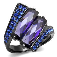 Load image into Gallery viewer, Womens Light Black Ring Anillo Para Mujer y Ninos Kids 316L Stainless Steel Ring with AAA Grade CZ in Tanzanite Britta - Jewelry Store by Erik Rayo
