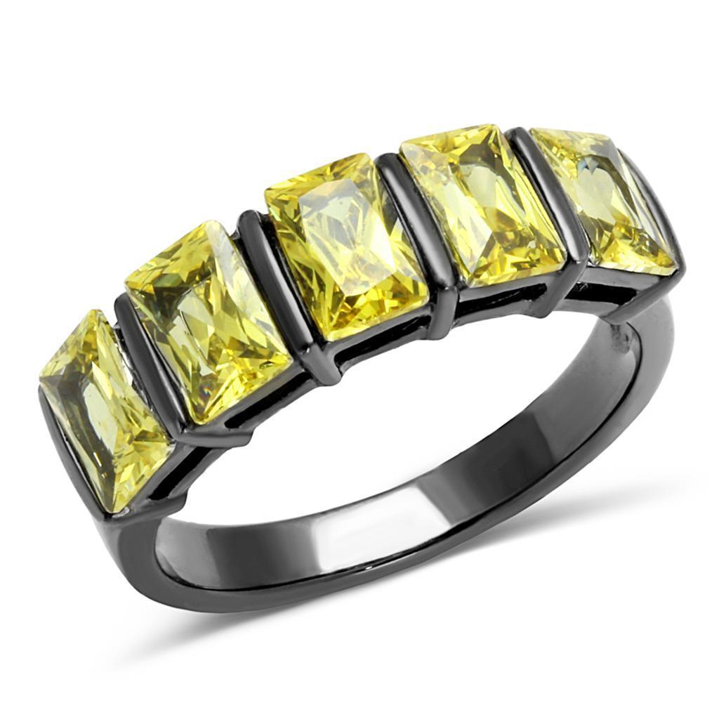 Womens Light Black Ring Anillo Para Mujer 316L Stainless Steel Ring with AAA Grade CZ in Topaz Elise - Jewelry Store by Erik Rayo