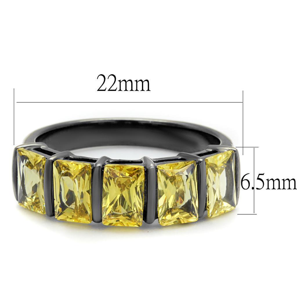Womens Light Black Ring Anillo Para Mujer 316L Stainless Steel Ring with AAA Grade CZ in Topaz Elise - Jewelry Store by Erik Rayo