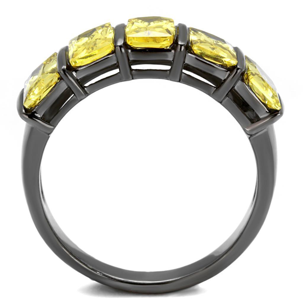 Womens Light Black Ring Anillo Para Mujer 316L Stainless Steel Ring with AAA Grade CZ in Topaz Elise - Jewelry Store by Erik Rayo