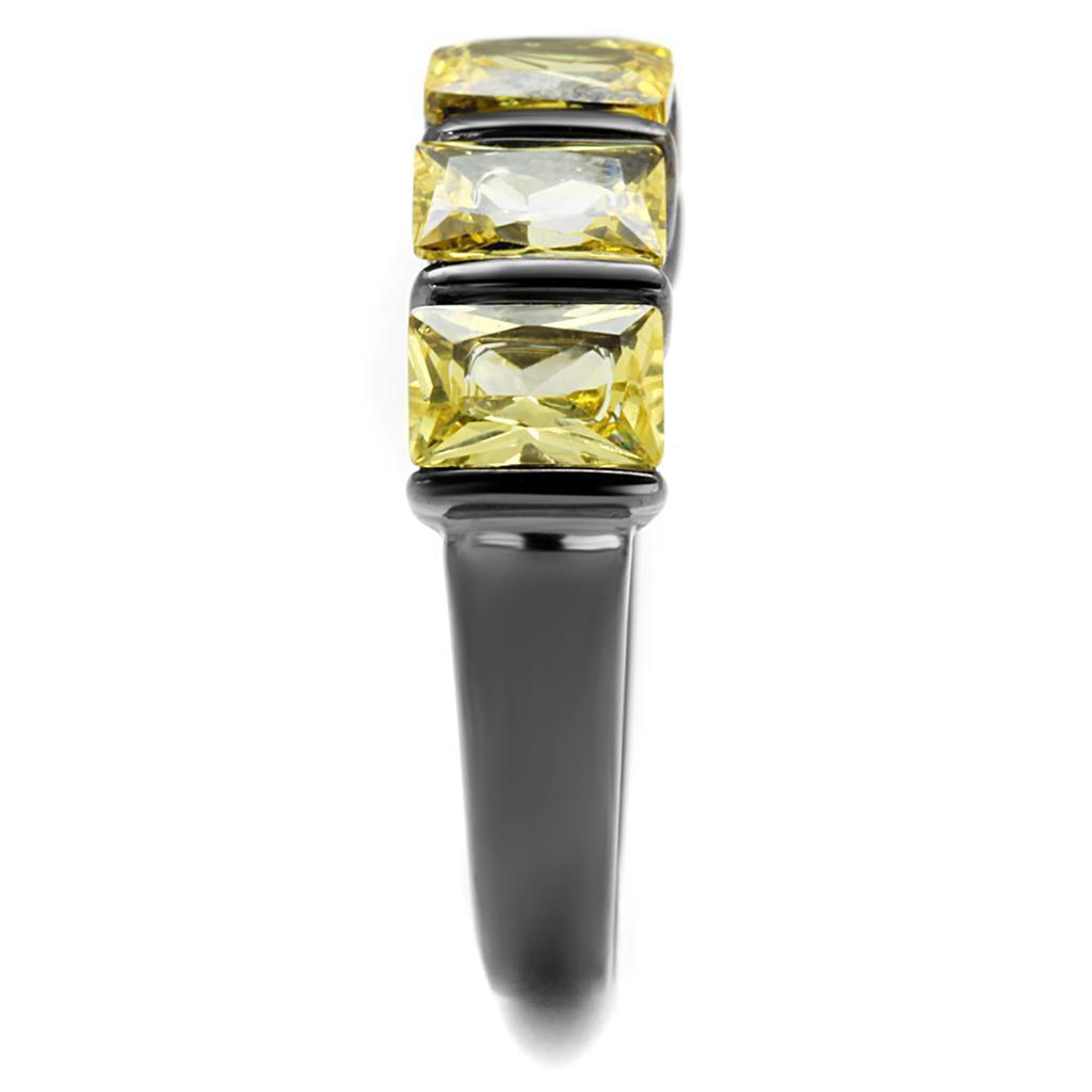 Womens Light Black Ring Anillo Para Mujer 316L Stainless Steel Ring with AAA Grade CZ in Topaz Elise - Jewelry Store by Erik Rayo