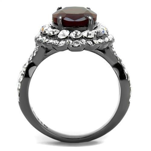 Womens Light Black Ring Anillo Para Mujer 316L Stainless Steel Ring with Glass in Siam Suchin - Jewelry Store by Erik Rayo