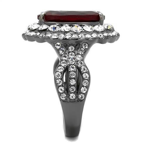 Womens Light Black Ring Anillo Para Mujer 316L Stainless Steel Ring with Glass in Siam Suchin - Jewelry Store by Erik Rayo