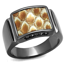 Load image into Gallery viewer, Womens Light Black Ring Anillo Para Mujer y Ninos Kids 316L Stainless Steel Ring with Leather in Brown Kenya - Jewelry Store by Erik Rayo
