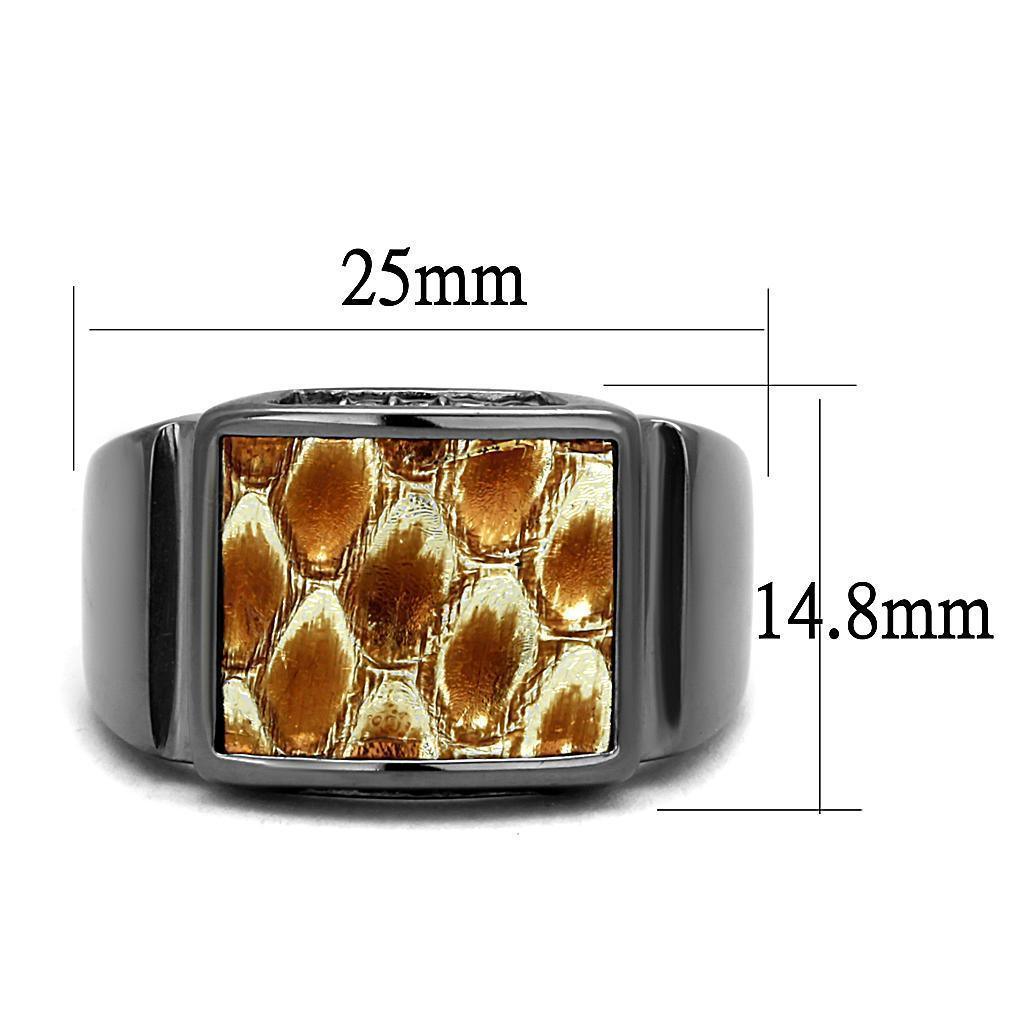 Womens Light Black Ring Anillo Para Mujer 316L Stainless Steel Ring with Leather in Brown Kenya - Jewelry Store by Erik Rayo