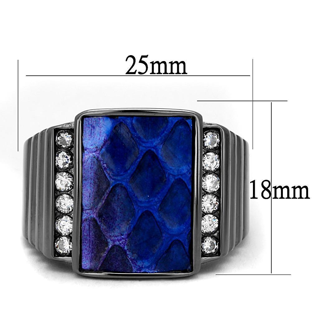 Womens Light Black Ring Anillo Para Mujer 316L Stainless Steel Ring with Leather in Montana Keeya - Jewelry Store by Erik Rayo