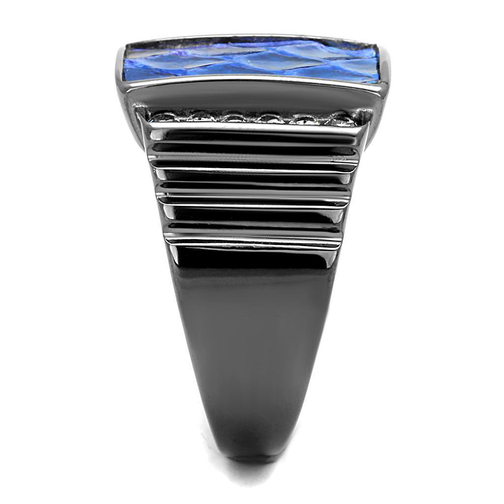 Womens Light Black Ring Anillo Para Mujer 316L Stainless Steel Ring with Leather in Montana Keeya - Jewelry Store by Erik Rayo