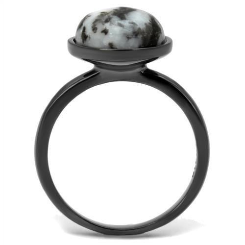 Womens Light Black Ring Anillo Para Mujer 316L Stainless Steel Ring with Semi-Precious Hematite in Multi Color Aayla - Jewelry Store by Erik Rayo