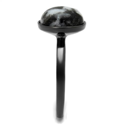 Womens Light Black Ring Anillo Para Mujer 316L Stainless Steel Ring with Semi-Precious Hematite in Multi Color Aayla - Jewelry Store by Erik Rayo