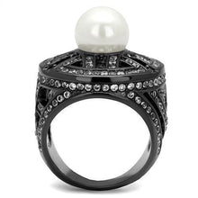 Load image into Gallery viewer, Womens Light Black Ring Anillo Para Mujer y Ninos Kids 316L Stainless Steel Ring with Synthetic Pearl in White Verona - Jewelry Store by Erik Rayo
