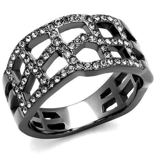 Womens Light Black Ring Anillo Para Mujer 316L Stainless Steel Ring with Top Grade Crystal in Black Diamond Phalin - Jewelry Store by Erik Rayo