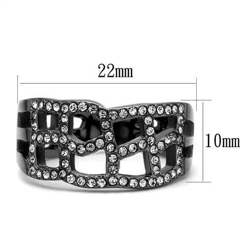 Womens Light Black Ring Anillo Para Mujer 316L Stainless Steel Ring with Top Grade Crystal in Black Diamond Phalin - Jewelry Store by Erik Rayo