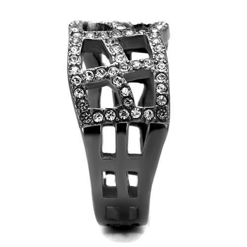Womens Light Black Ring Anillo Para Mujer 316L Stainless Steel Ring with Top Grade Crystal in Black Diamond Phalin - Jewelry Store by Erik Rayo