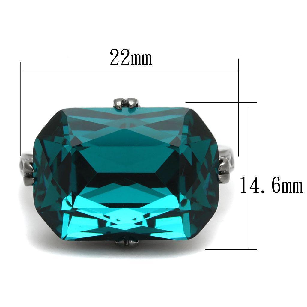 Womens Light Black Ring Anillo Para Mujer 316L Stainless Steel Ring with Top Grade Crystal in Blue Zircon Cora - Jewelry Store by Erik Rayo