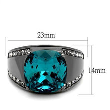 Load image into Gallery viewer, Womens Light Black Ring Anillo Para Mujer y Ninos Kids 316L Stainless Steel Ring with Top Grade Crystal in Blue Zircon Kora - Jewelry Store by Erik Rayo
