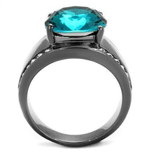 Load image into Gallery viewer, Womens Light Black Ring Anillo Para Mujer y Ninos Kids 316L Stainless Steel Ring with Top Grade Crystal in Blue Zircon Kora - Jewelry Store by Erik Rayo
