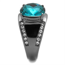 Load image into Gallery viewer, Womens Light Black Ring Anillo Para Mujer y Ninos Kids 316L Stainless Steel Ring with Top Grade Crystal in Blue Zircon Kora - Jewelry Store by Erik Rayo
