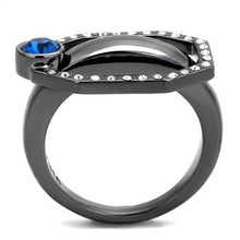 Load image into Gallery viewer, Womens Light Black Ring Anillo Para Mujer y Ninos Kids 316L Stainless Steel Ring with Top Grade Crystal in Capri Blue Alannah - Jewelry Store by Erik Rayo
