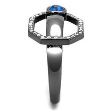 Load image into Gallery viewer, Womens Light Black Ring Anillo Para Mujer y Ninos Kids 316L Stainless Steel Ring with Top Grade Crystal in Capri Blue Alannah - Jewelry Store by Erik Rayo
