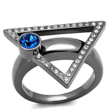 Load image into Gallery viewer, Womens Light Black Ring Anillo Para Mujer 316L Stainless Steel Ring with Top Grade Crystal in Capri Blue Arwen - Jewelry Store by Erik Rayo
