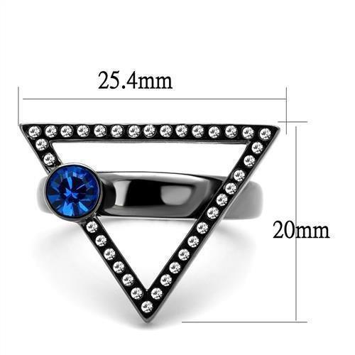 Womens Light Black Ring Anillo Para Mujer 316L Stainless Steel Ring with Top Grade Crystal in Capri Blue Arwen - Jewelry Store by Erik Rayo