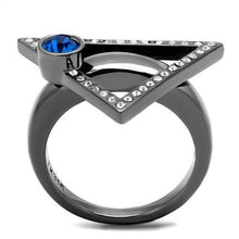 Load image into Gallery viewer, Womens Light Black Ring Anillo Para Mujer 316L Stainless Steel Ring with Top Grade Crystal in Capri Blue Arwen - Jewelry Store by Erik Rayo
