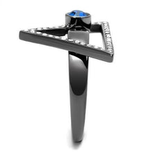 Load image into Gallery viewer, Womens Light Black Ring Anillo Para Mujer 316L Stainless Steel Ring with Top Grade Crystal in Capri Blue Arwen - Jewelry Store by Erik Rayo
