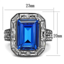 Load image into Gallery viewer, Womens Light Black Ring Anillo Para Mujer y Ninos Kids 316L Stainless Steel Ring with Top Grade Crystal in Capri Blue Sloana - Jewelry Store by Erik Rayo
