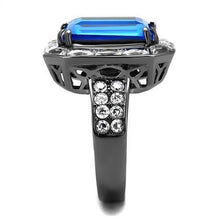 Load image into Gallery viewer, Womens Light Black Ring Anillo Para Mujer y Ninos Kids 316L Stainless Steel Ring with Top Grade Crystal in Capri Blue Sloana - Jewelry Store by Erik Rayo
