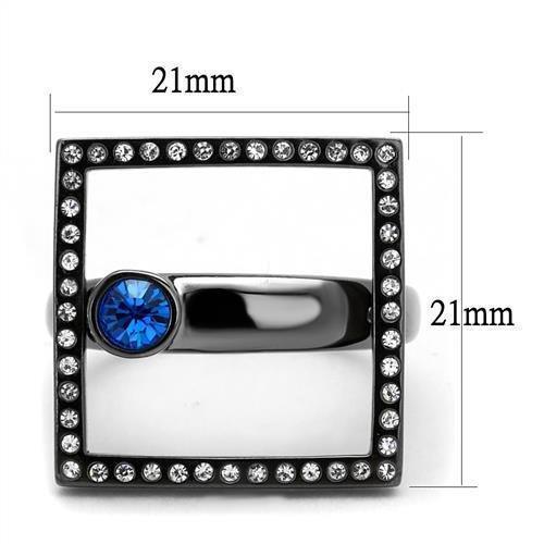 Womens Light Black Ring Anillo Para Mujer 316L Stainless Steel Ring with Top Grade Crystal in Capri Blue Zendeya - Jewelry Store by Erik Rayo
