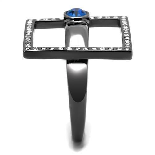 Womens Light Black Ring Anillo Para Mujer 316L Stainless Steel Ring with Top Grade Crystal in Capri Blue Zendeya - Jewelry Store by Erik Rayo