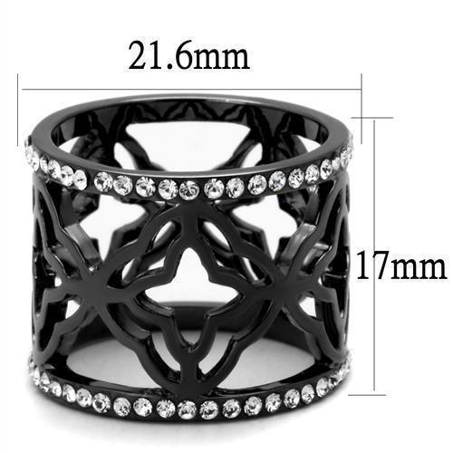 Womens Light Black Ring Anillo Para Mujer 316L Stainless Steel Ring with Top Grade Crystal in Clear Abai - Jewelry Store by Erik Rayo