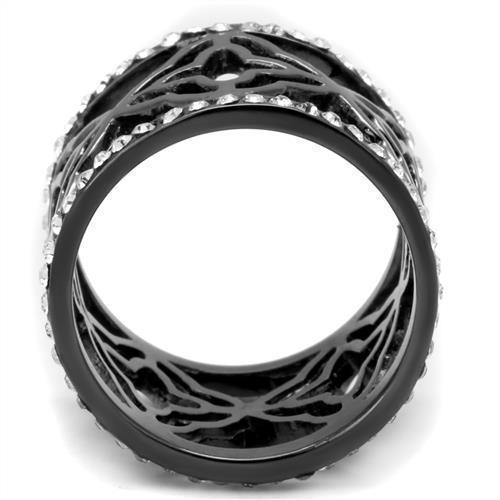 Womens Light Black Ring Anillo Para Mujer 316L Stainless Steel Ring with Top Grade Crystal in Clear Abai - Jewelry Store by Erik Rayo