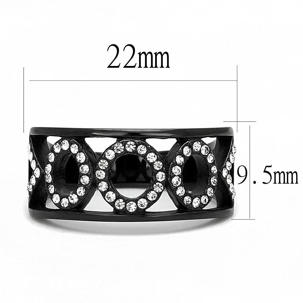 Womens Light Black Ring Anillo Para Mujer 316L Stainless Steel Ring with Top Grade Crystal in Clear Diem - Jewelry Store by Erik Rayo