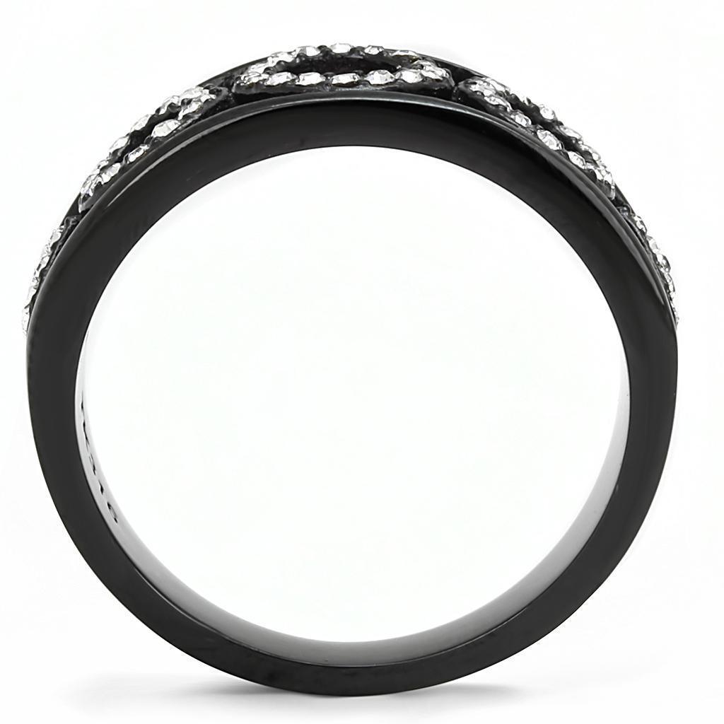 Womens Light Black Ring Anillo Para Mujer 316L Stainless Steel Ring with Top Grade Crystal in Clear Diem - Jewelry Store by Erik Rayo