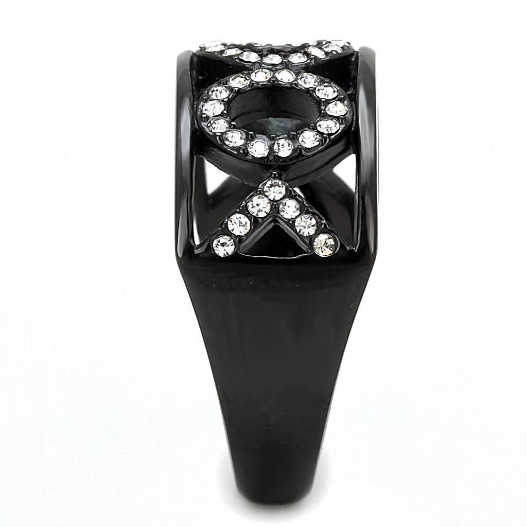 Womens Light Black Ring Anillo Para Mujer 316L Stainless Steel Ring with Top Grade Crystal in Clear Diem - Jewelry Store by Erik Rayo