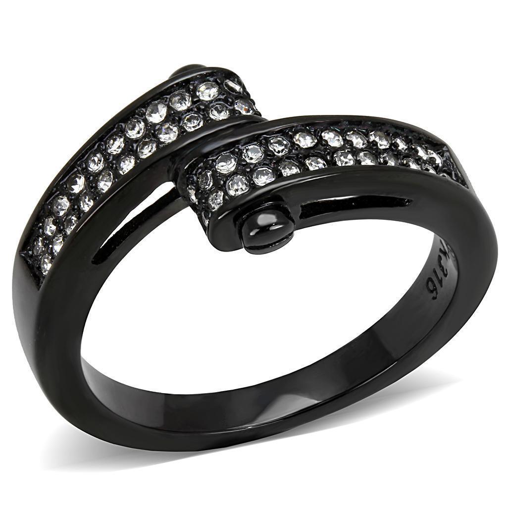 Womens Light Black Ring Anillo Para Mujer 316L Stainless Steel Ring with Top Grade Crystal in Clear Ember - Jewelry Store by Erik Rayo