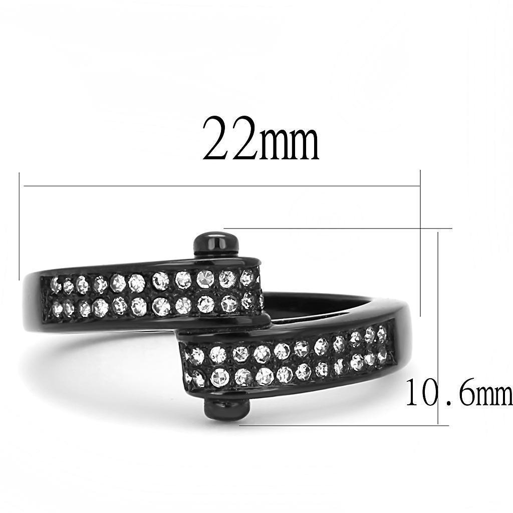 Womens Light Black Ring Anillo Para Mujer 316L Stainless Steel Ring with Top Grade Crystal in Clear Ember - Jewelry Store by Erik Rayo